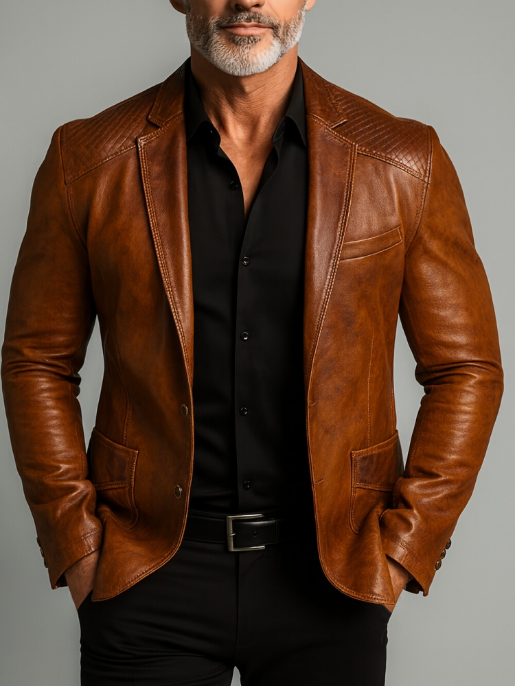 Men Accessories Elegant - Men's Crocodile Texture Faux Leather Suit