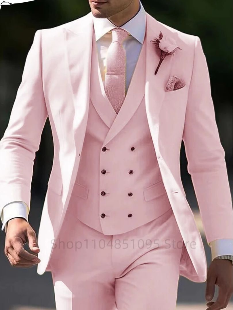 Elegant 3 Piece Pink Men's Sui - đánh giá và giá Men Accessories Elegant