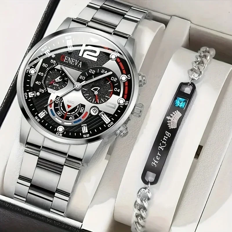 2pcs Stylish Round Face Quartz - đánh giá và giá Men Accessories Elegant